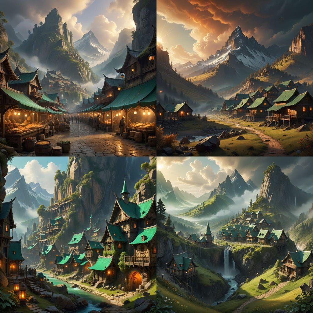 Emerald Mining Town in a Mountainous Frontier