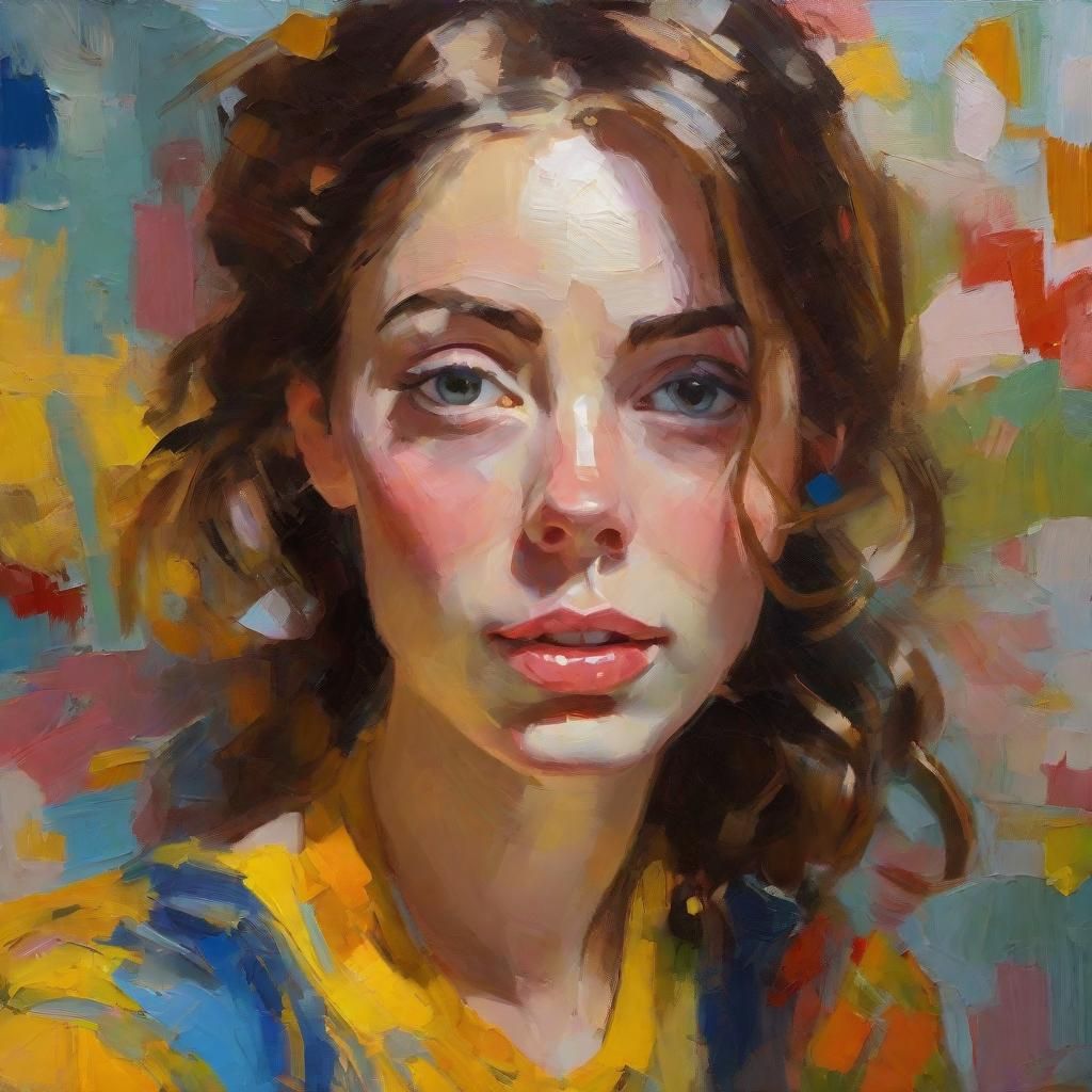 Playful Girl Crossing Eyes: Impressionist Oil Portrait