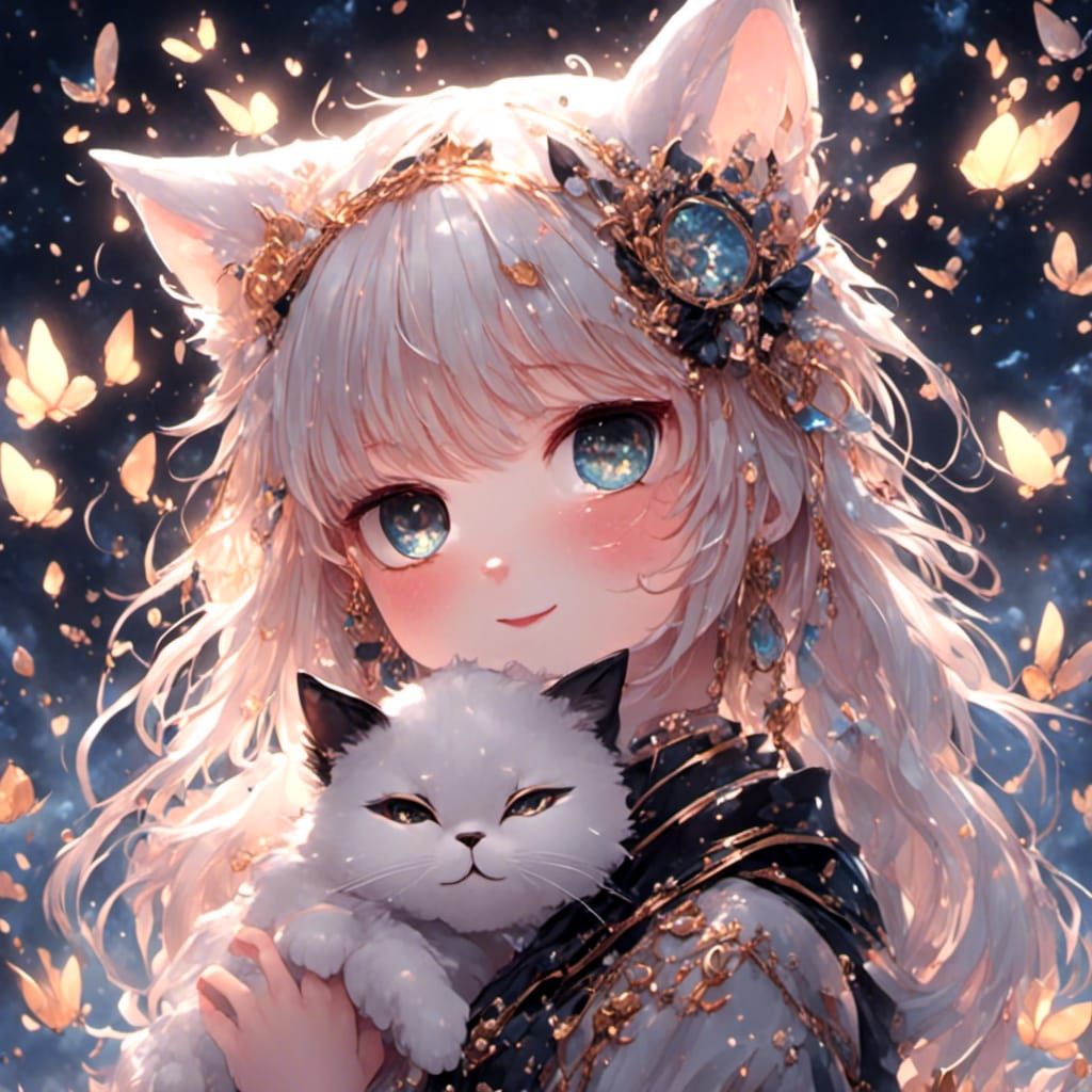 Cute Anime Catgirl in Hyperreal Style