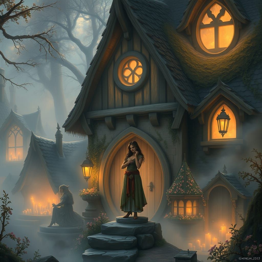 Ethereal Woman in Fantasy Landscape