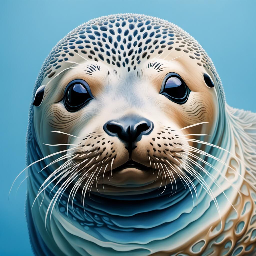 Blue and Tan Seal in Contemporary Style