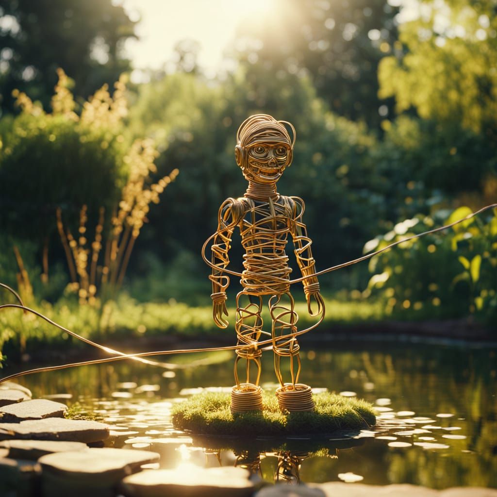 Wire Figurine in Sunny Garden Cinematic Still