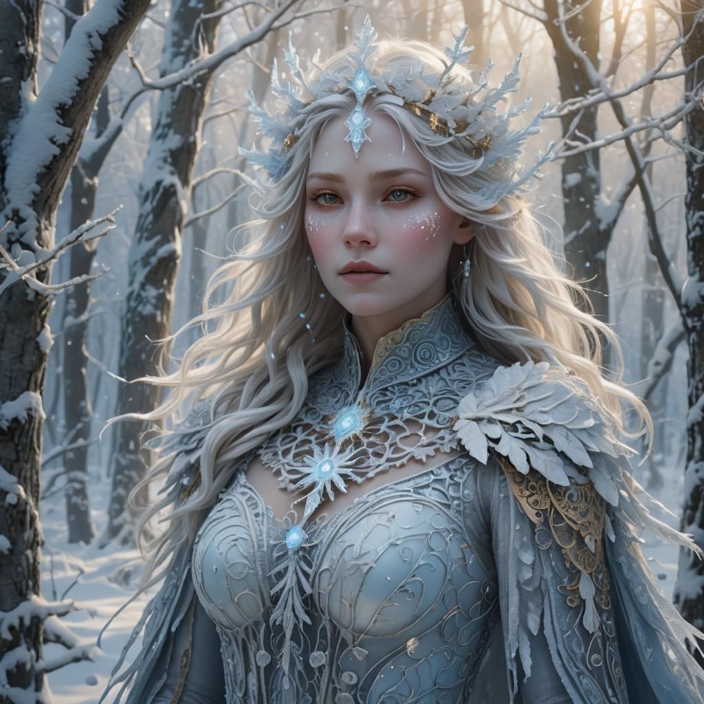 Snow Spirit in Frosty Forest Glade