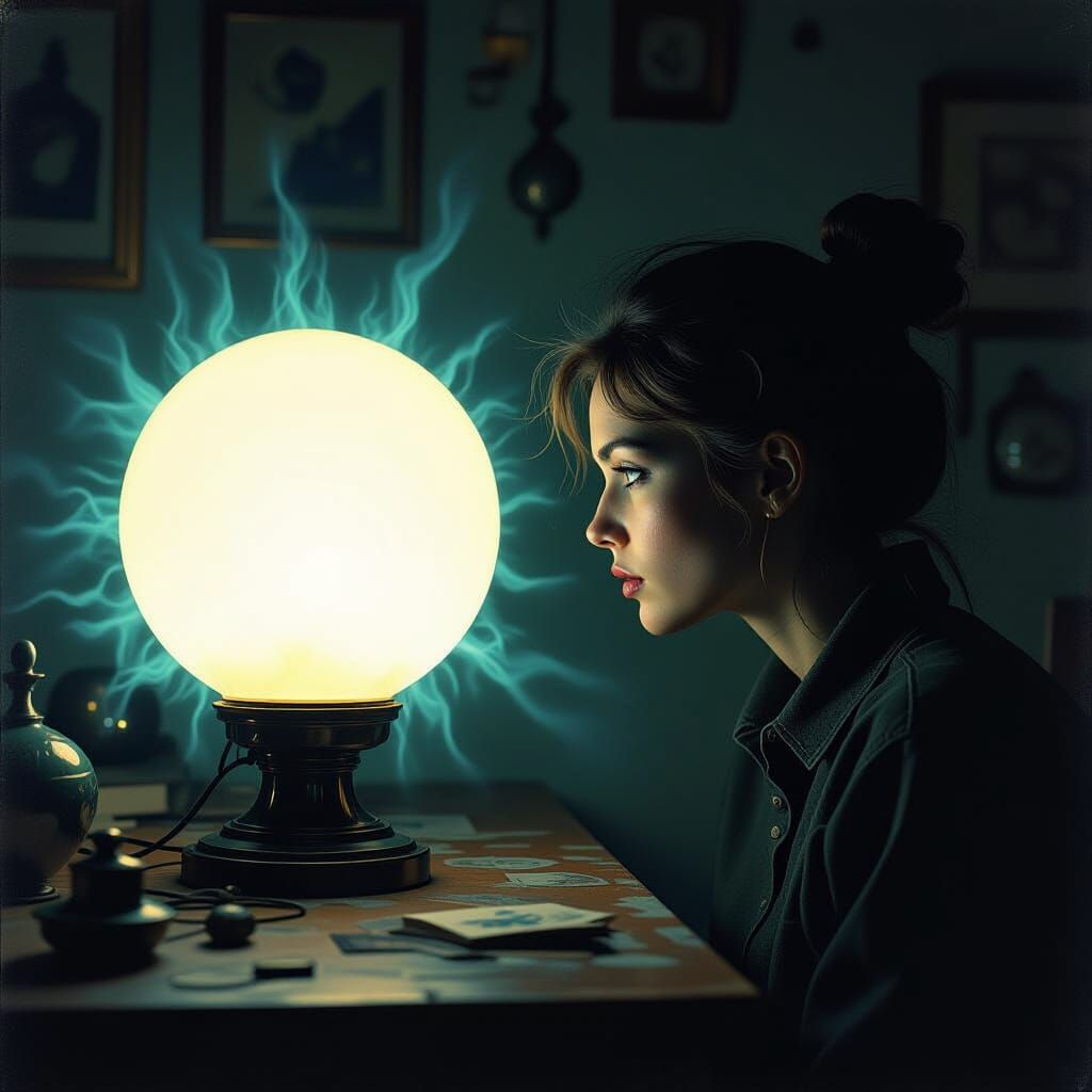 Mysterious Orb and Esoteric Artifacts in Surrealist Style