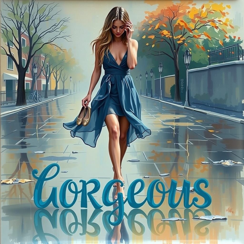 Spanning the bottom of the canvas is text that says "Gorgeou...