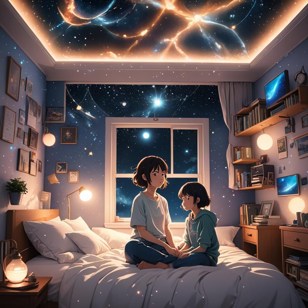 Celestial Anime Girl in Space Transformation