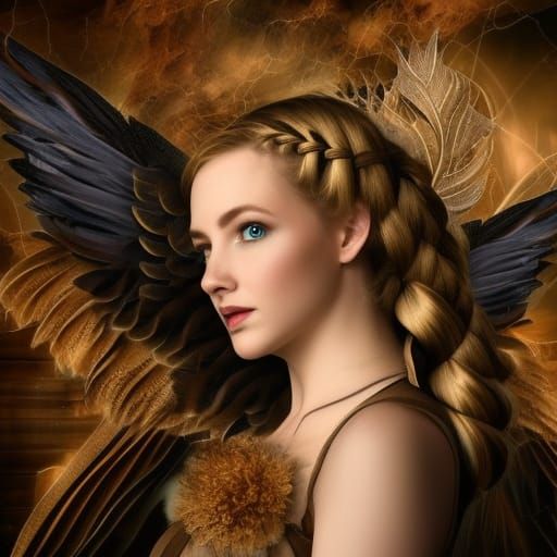 Steampunk Angel with Bird Wings