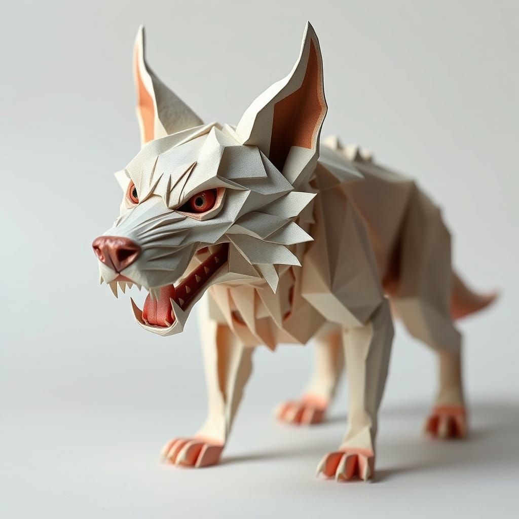 Origami Paper Dog with Delicate Papercraft Details