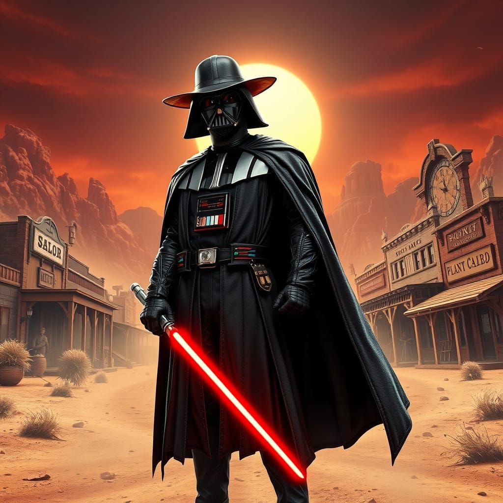 Western Darth Vader in Gritty 3D Anime Style