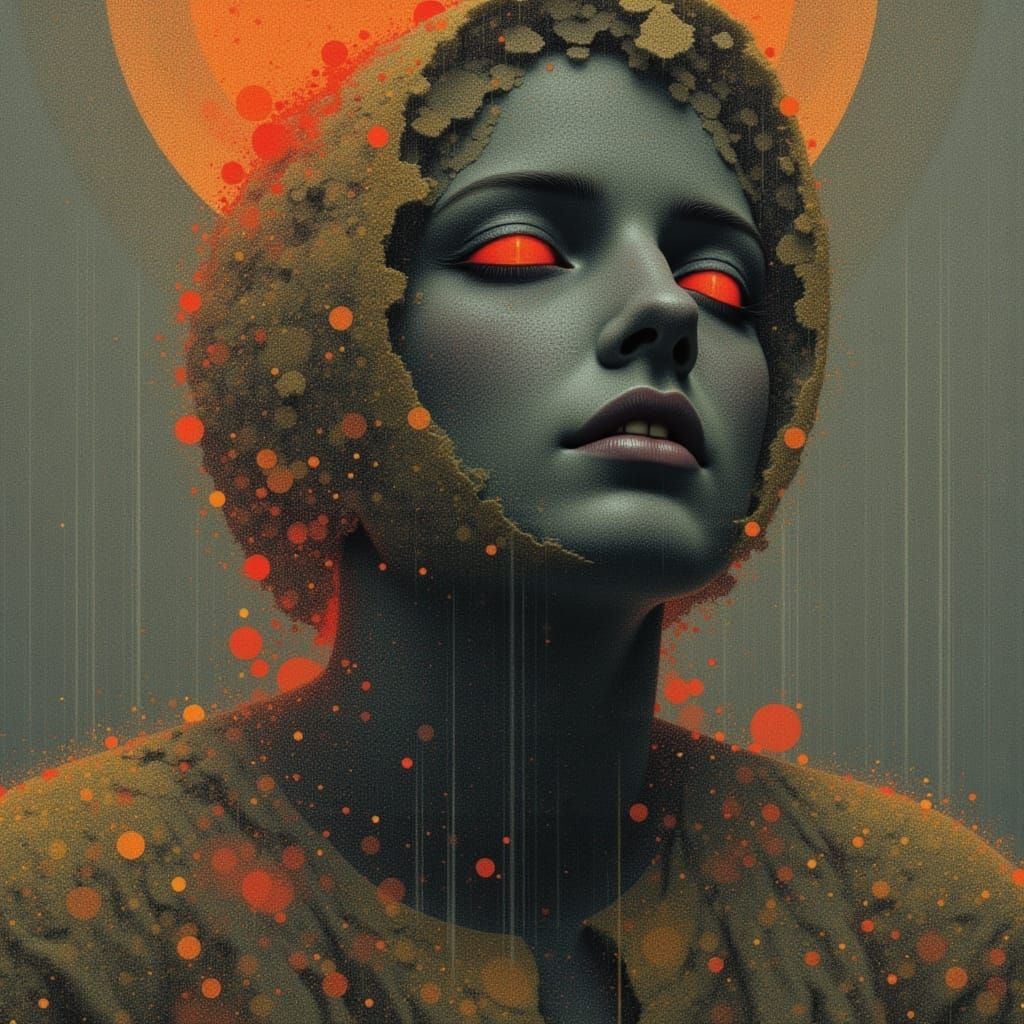 Dark Fantasy Portrait with Retro Textures