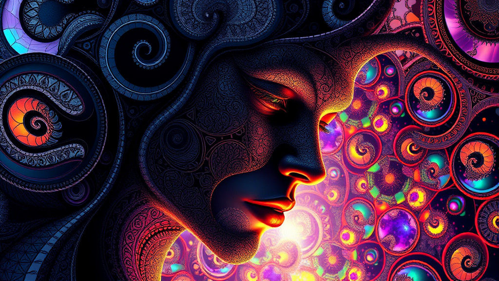 Abstract Vector Fractal with Zentangle and 3D Shading