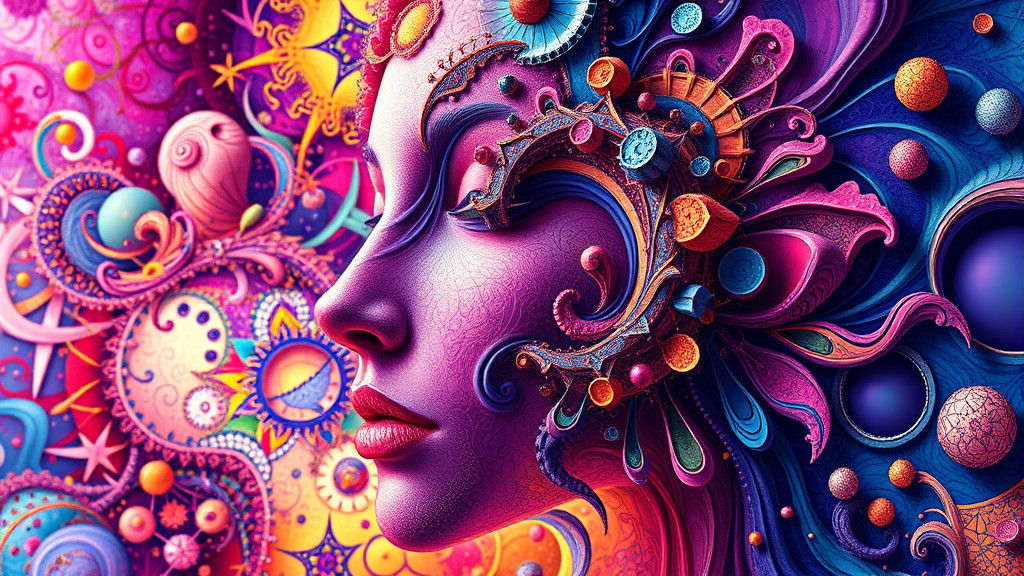 Vibrant Abstract Vector Fractal in 3D Shading
