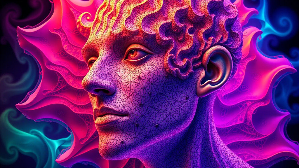 Abstract Fractal Portrait with Zentangle and 3D Shading