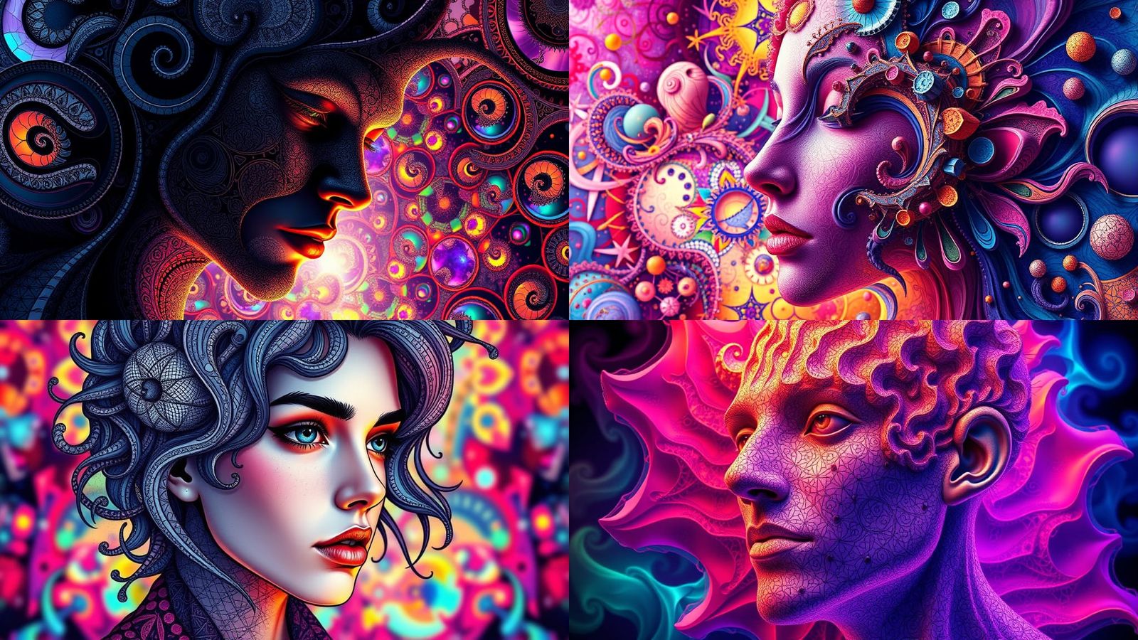 Colorful Abstract Vector Fractal with 3D Shading