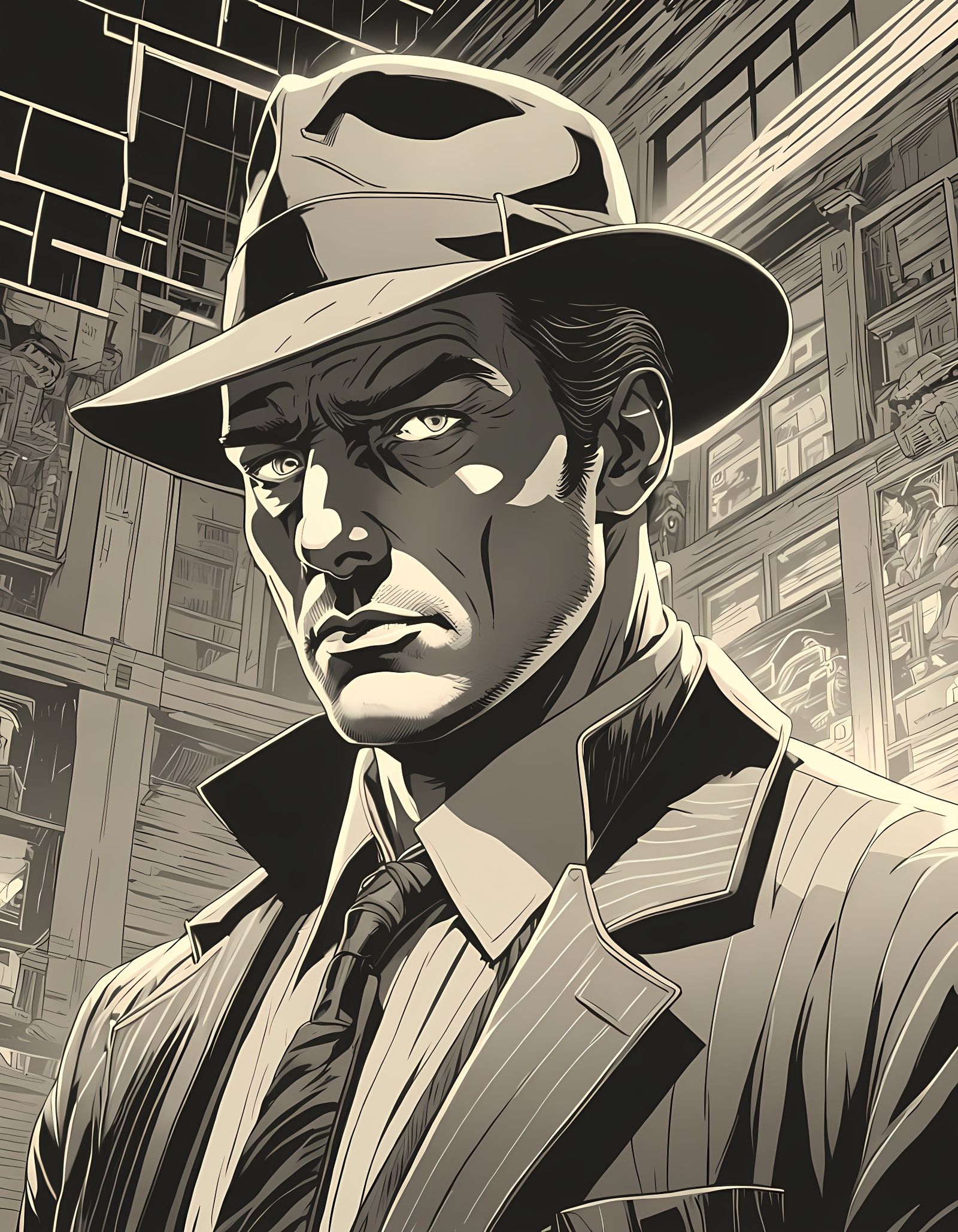 1980s Detective in Vertigo Comic Style