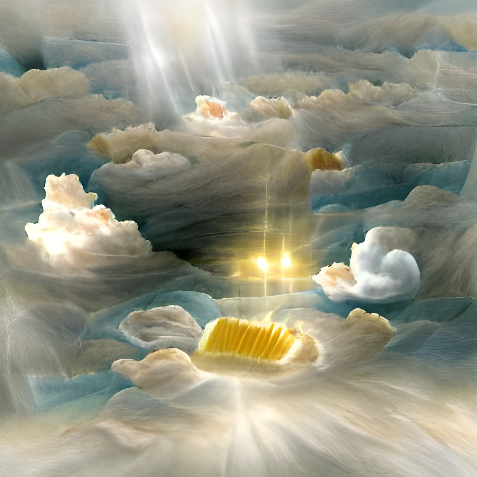 Divine Light Beams Through Soft Clouds