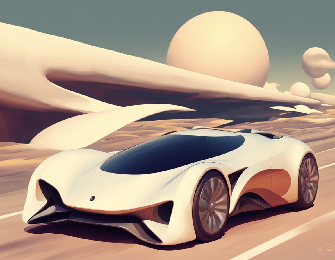Futuristic Concept Car in Cell-Shaded Futurism Style