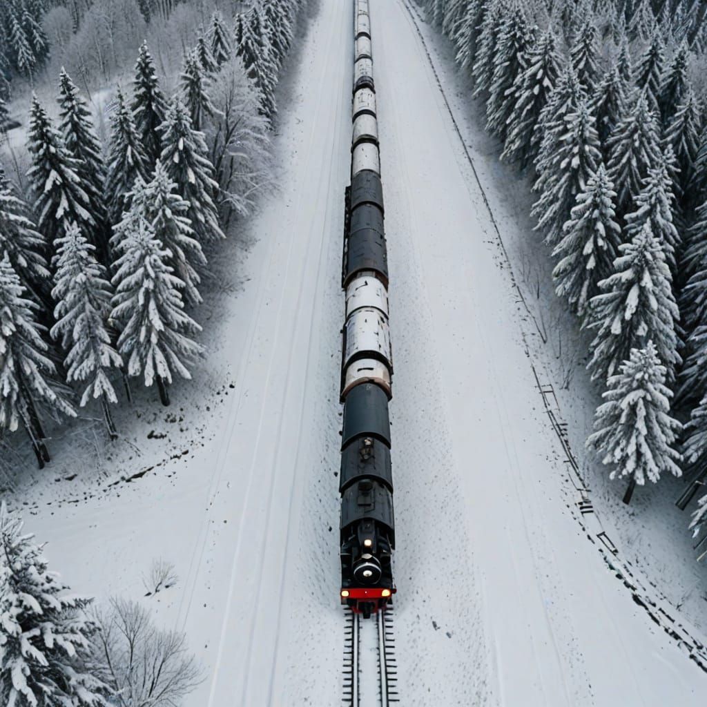 Scenic winter railway steam train pulls through the snowy sc...