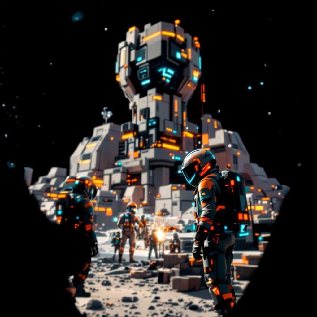 Alien Industrial Landscape with Sci-Fi Tower Construction