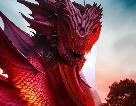 Red-Eyed Dragon in Expressionistic Digital Art
