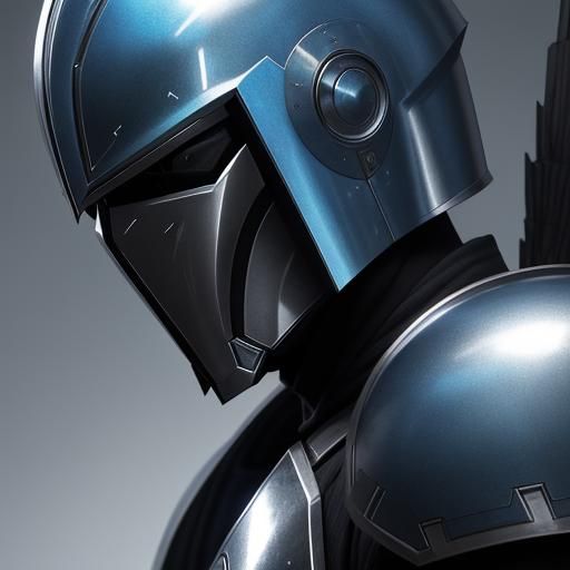 Mandalorian Warrior in Blue and Silver Armor