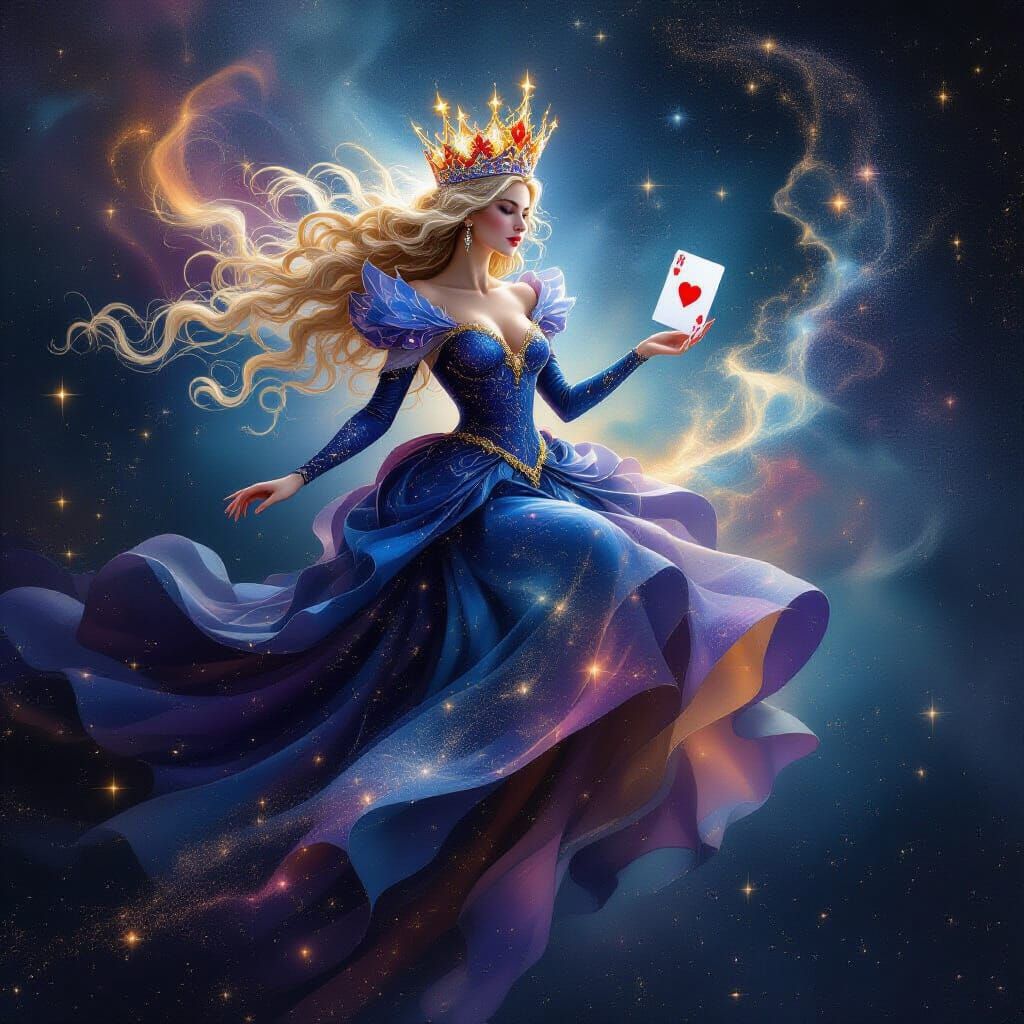 Celestial Queen of Hearts in Cosmic Wonder