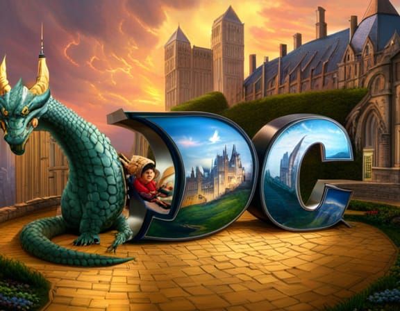 Dragon Carries 'DC' in Ethereal Fantasy Style