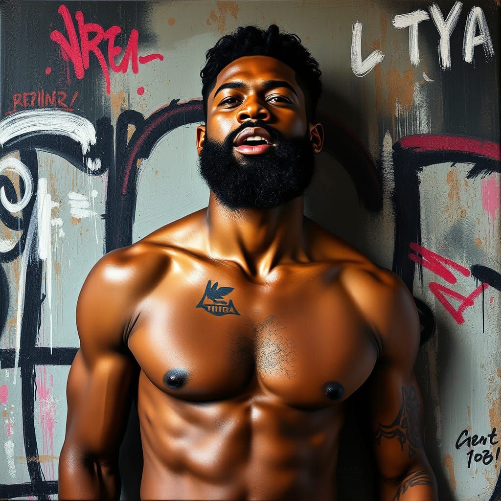 Rugged Black Portrait in Oil on Canvas