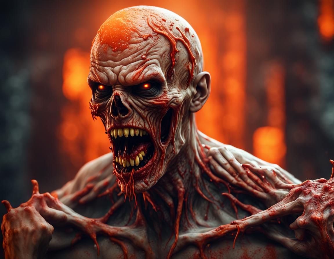 Scary Zombie Orange: Detailed Matte Painting