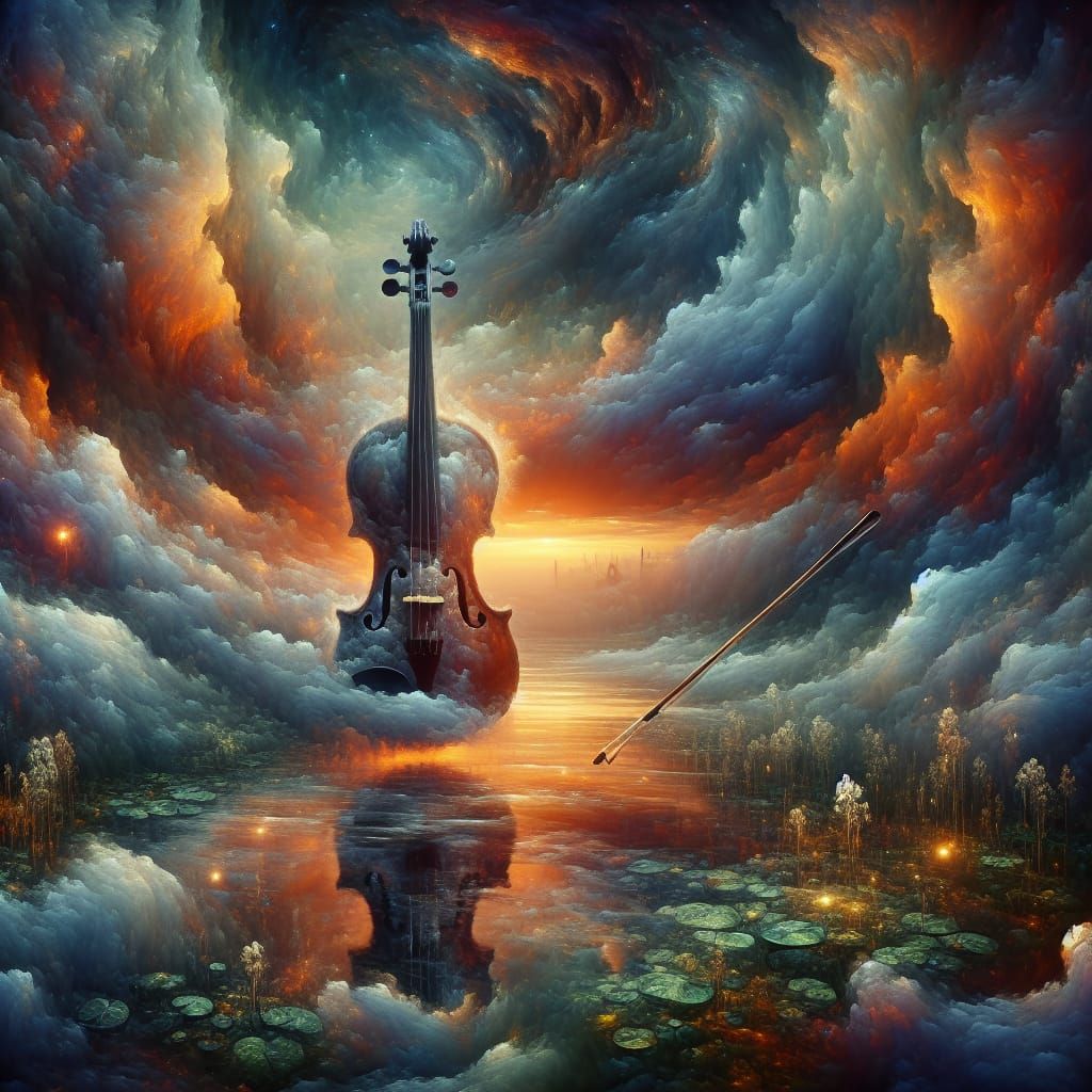 Surreal Vivaldi Violin Masterpiece in Oil and Canvas