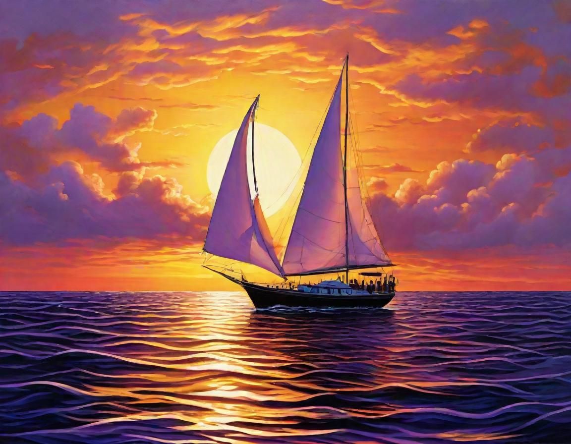 Sailboat Silhouette at Sunset: Fantasy Concept Art