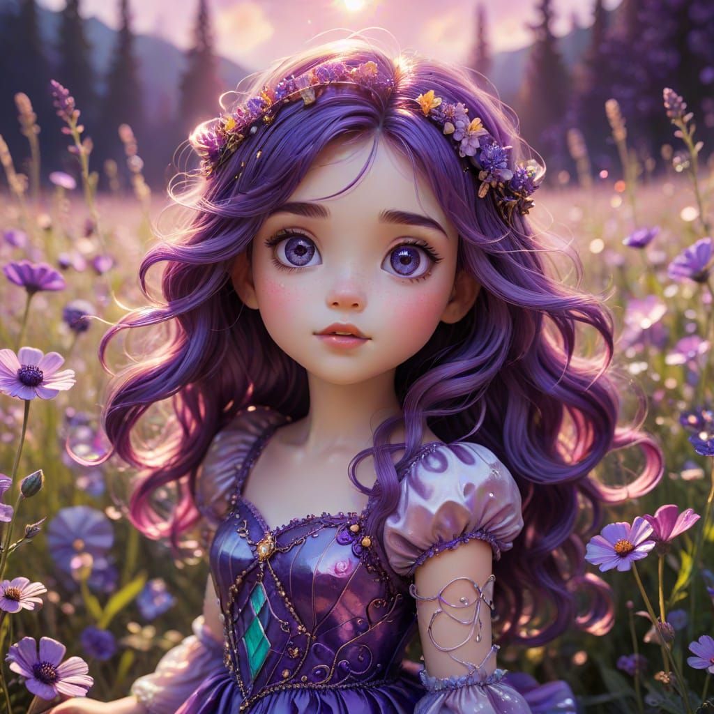 Whimsical Ghibli Fantasy Princess in Vibrant Gouache Style