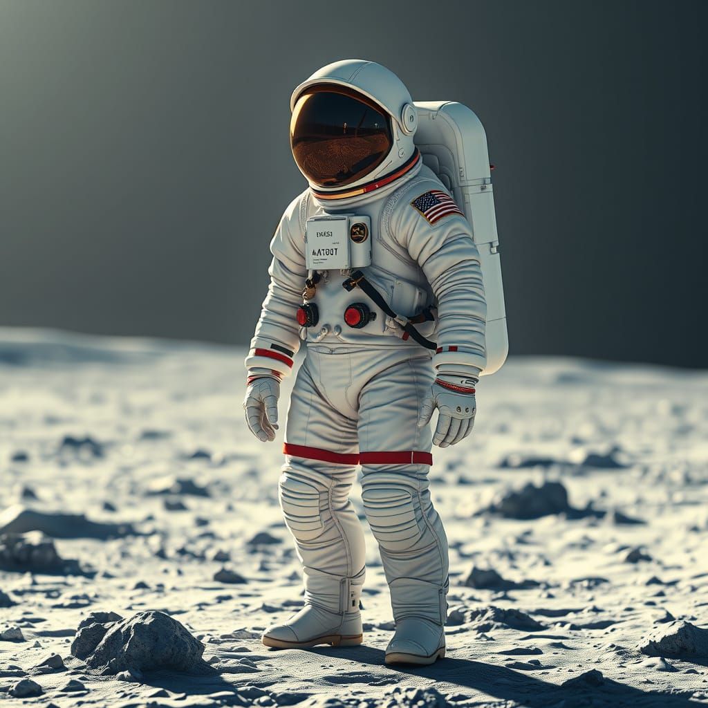 Astronaut on Moon in Stylized 3D Anime Art