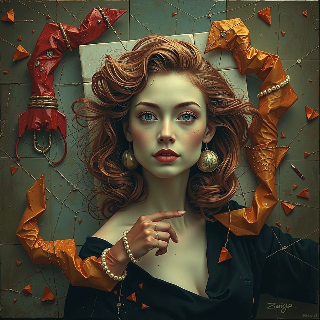 Abstract Geometric Composition in Bold Colors