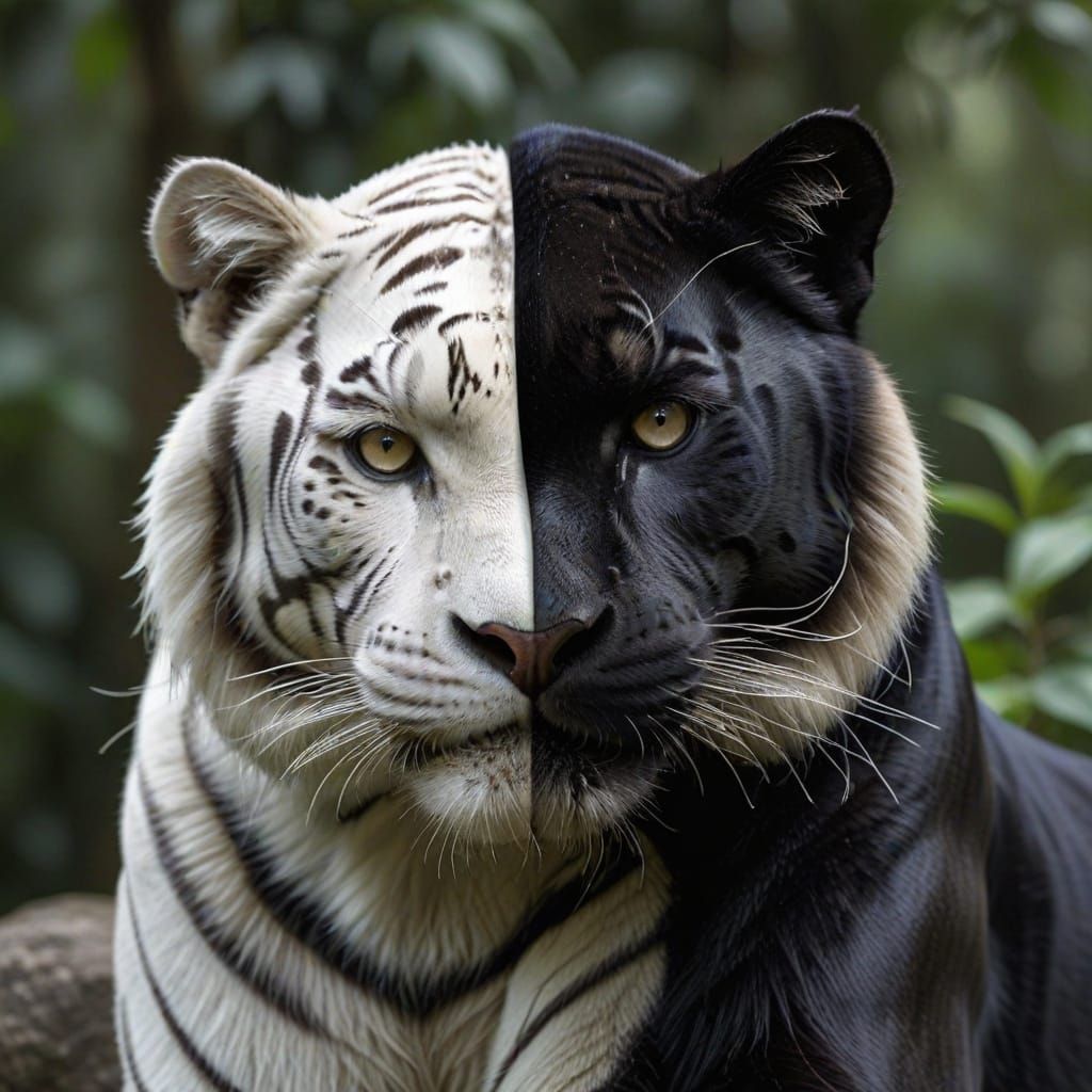 Yin Yang: Black Panther and White Tiger