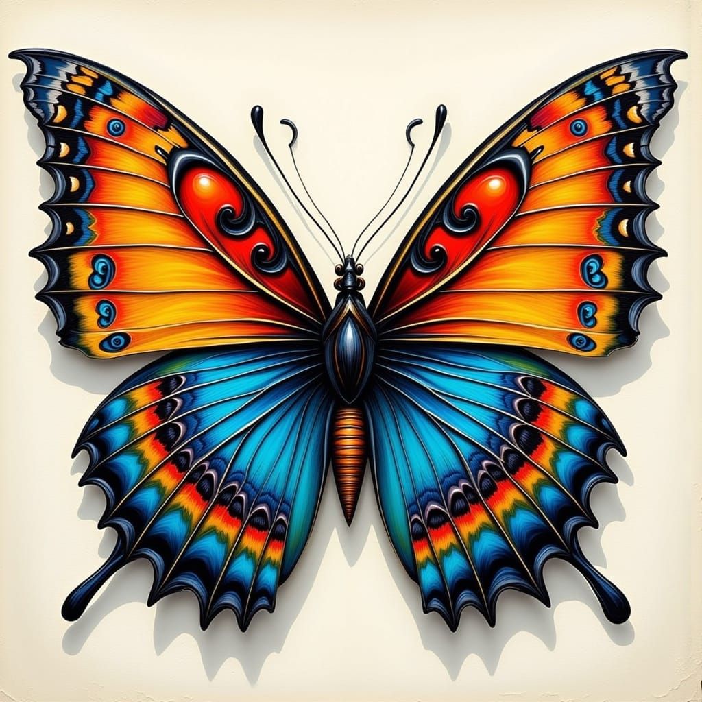 Beautiful Impasto Butterfly with Flux Colors