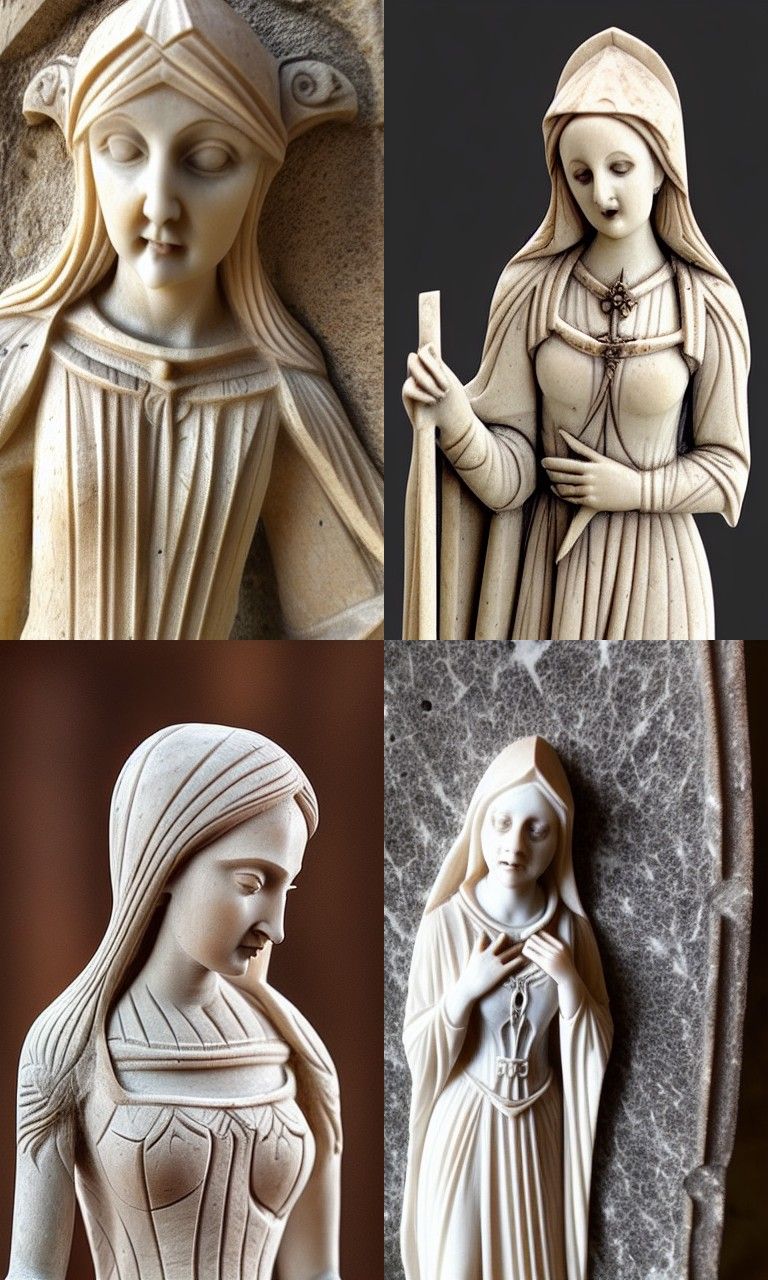 Gothic Woman Carved in Stone: Medieval Sculpture