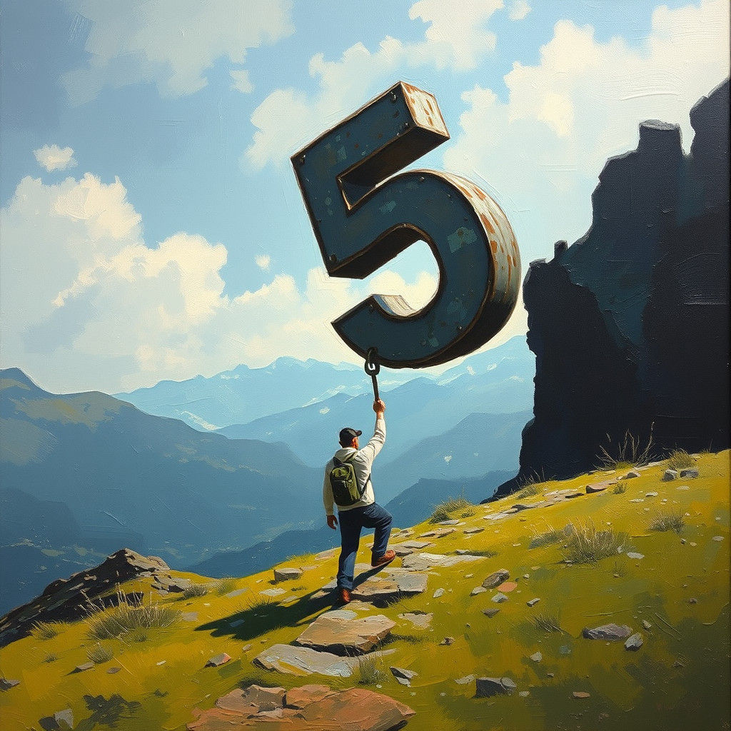 Man Carries Iron Number Five: Impressionist Oil Painting