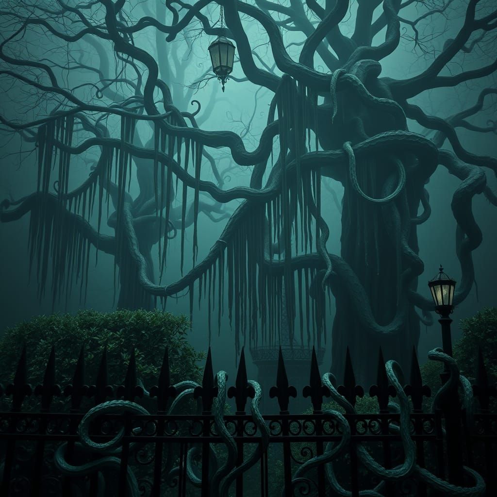 Mystical Victorian Garden with Snakes in 4K Detail