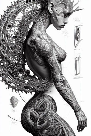 Complex Biopunk Steampunk Digital Illustration in 16k