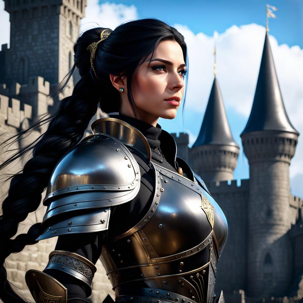 Dark Fantasy Knight with Braided Hair