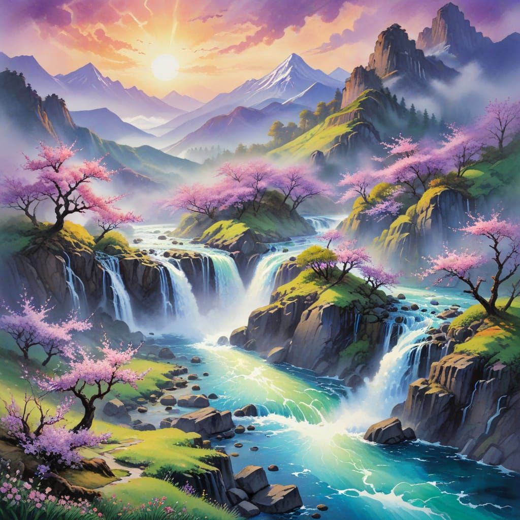 the scene resembles a vivid dream painted with watercolors w...