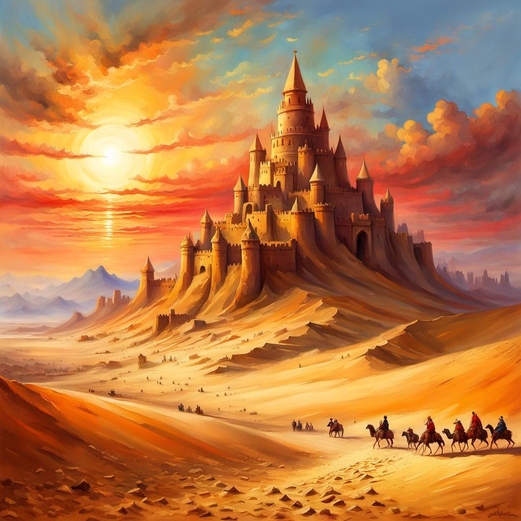 Majestic Medieval Sandcastle in Egyptian Desert