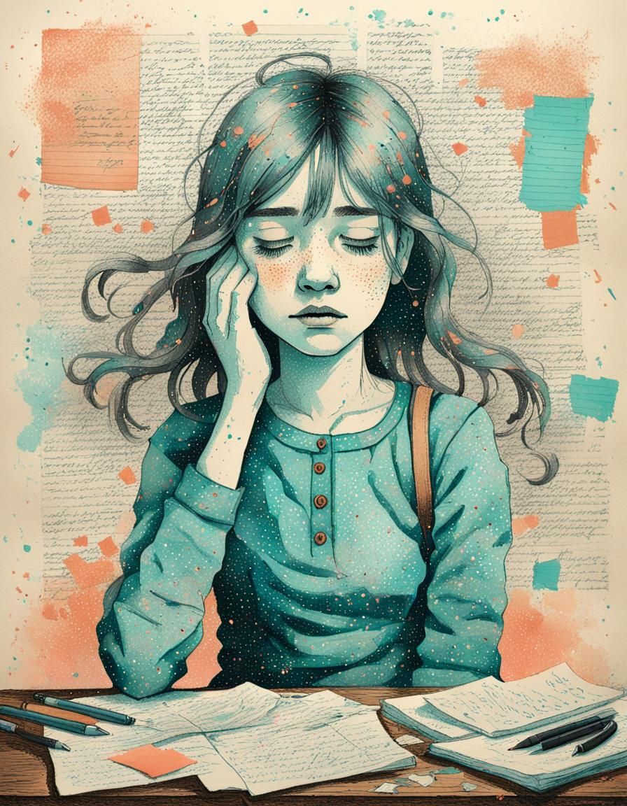 Distressed Girl's Desperate Plea in Whimsy Art