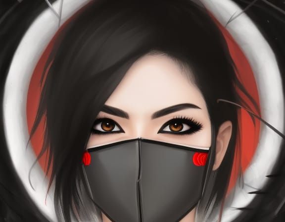 Anime Portrait: Woman with Eyeliner and Mask