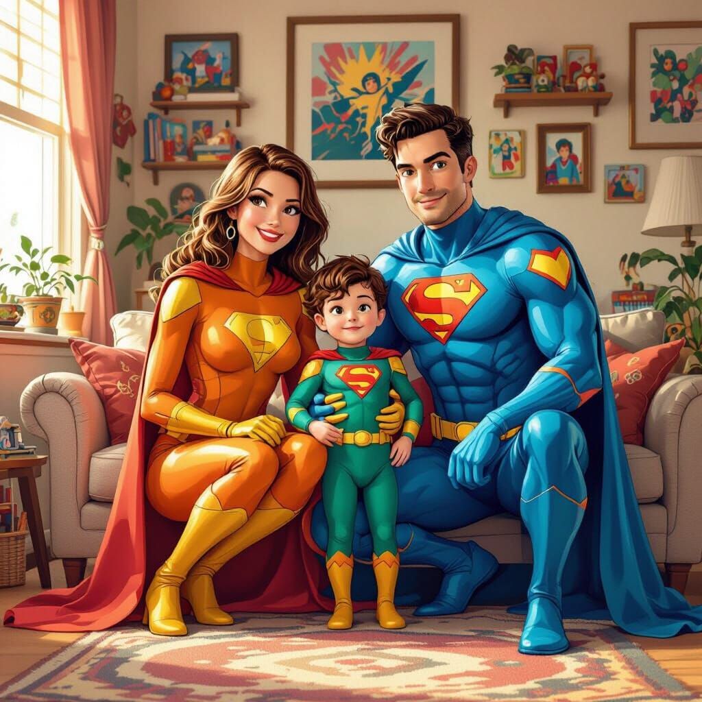 Superhero Family Portrait in Artgerm Style