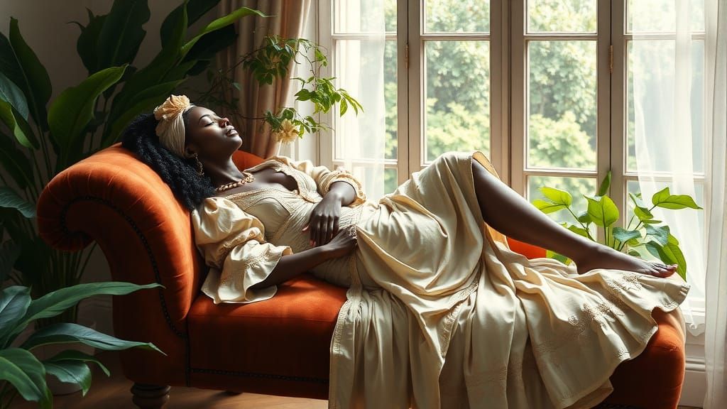 Elegant African Woman in Renaissance Revival Style