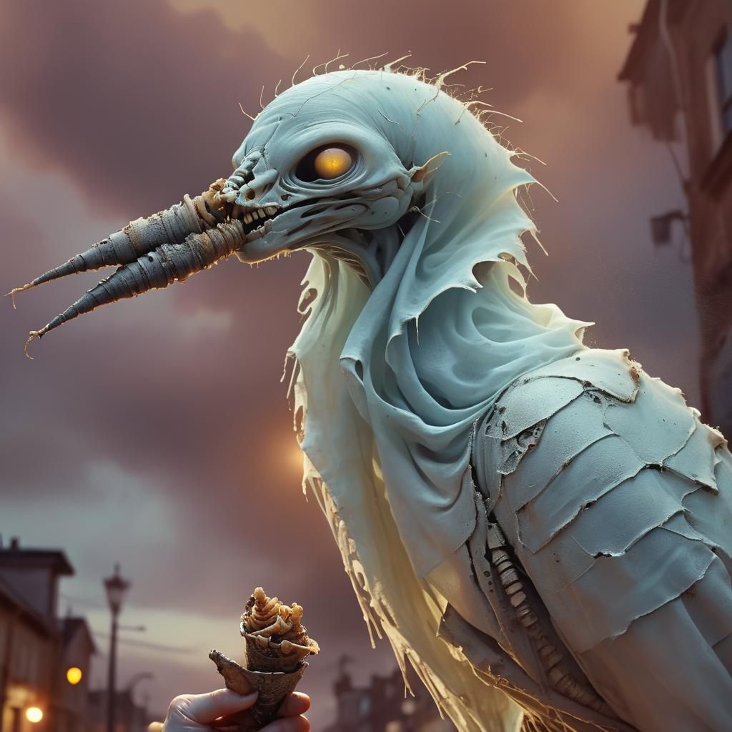 Creepy Child with Maggots: Surreal Digital Art