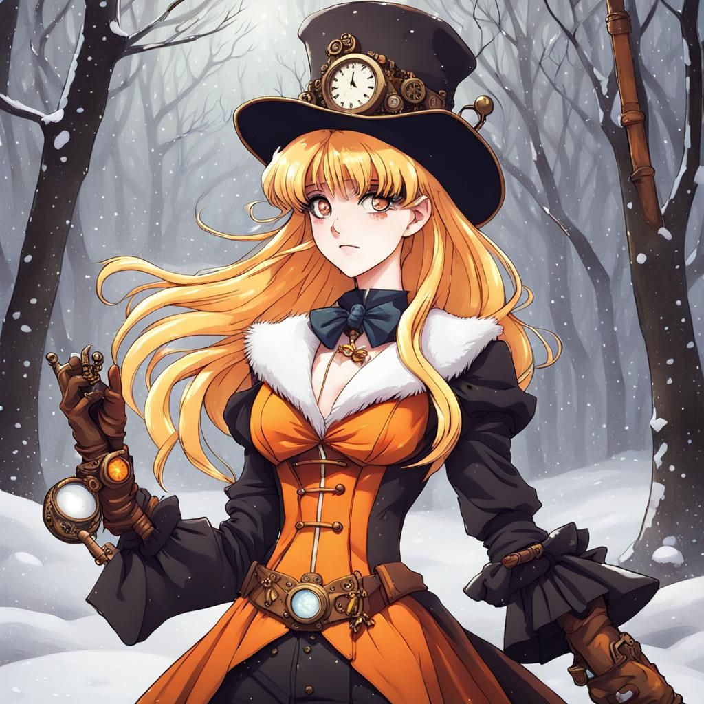 Sailor Venus As A Steampunk Witch In The Snowy Woods
