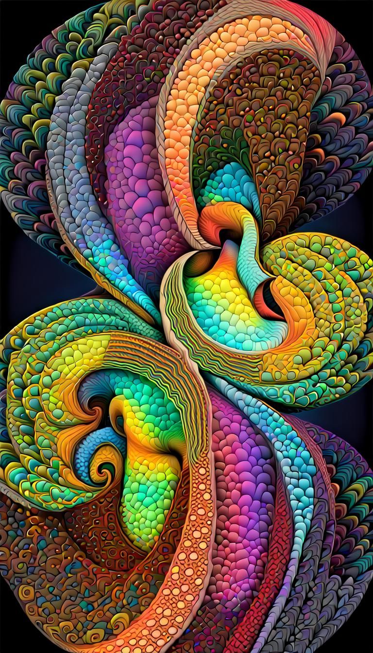 Iridescent Fractal Vortex in Zentangle Style